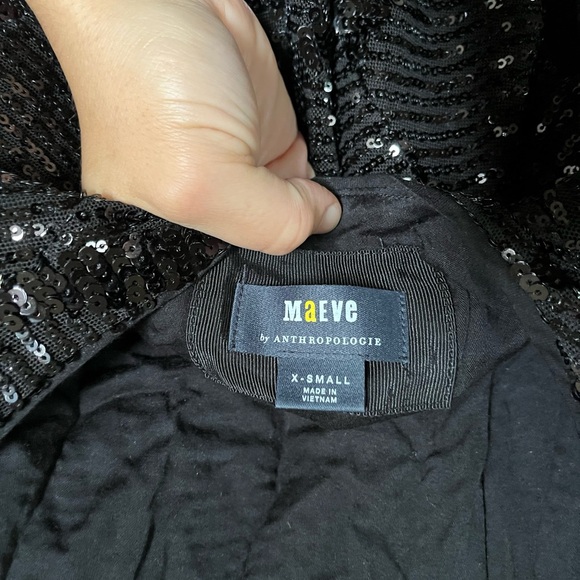 By Anthropologie Maeve Long-Sleeve Mock-Neck Sequin Mini Dress Size X Small - Picture 9 of 9